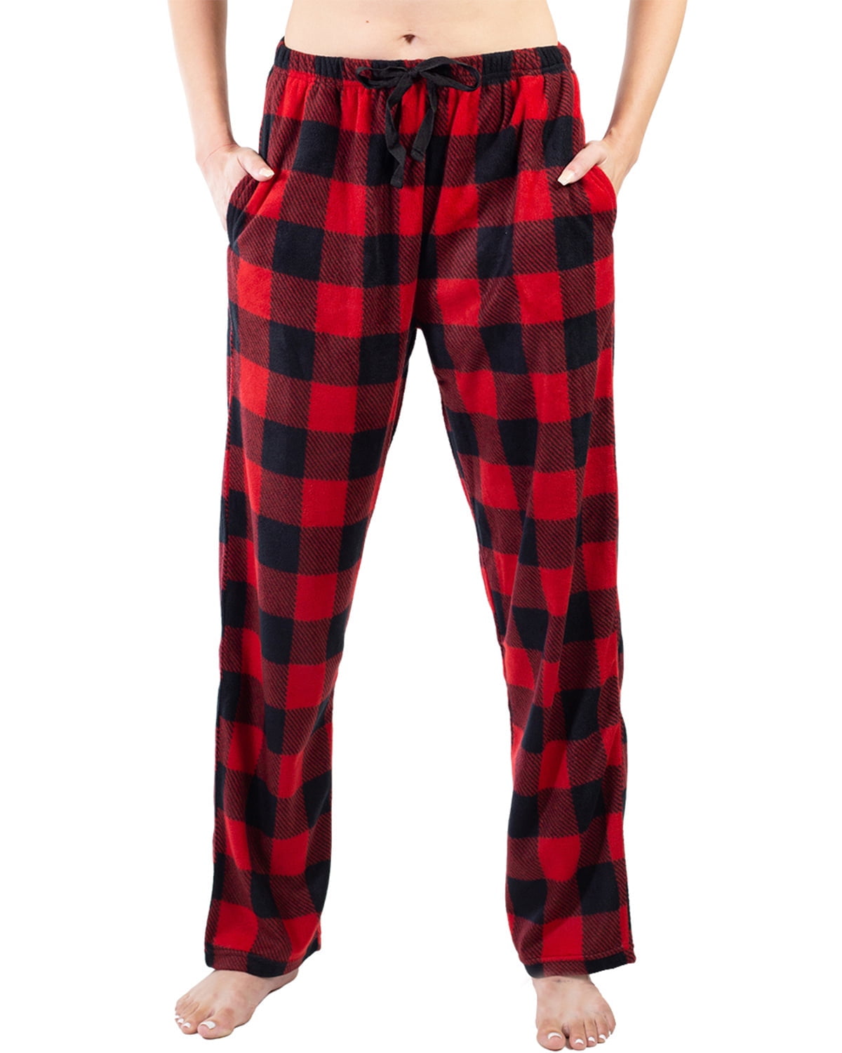 Jo & Bette Women's Fleece Pajama Pants with Pockets, Plaid Sleep Pants 