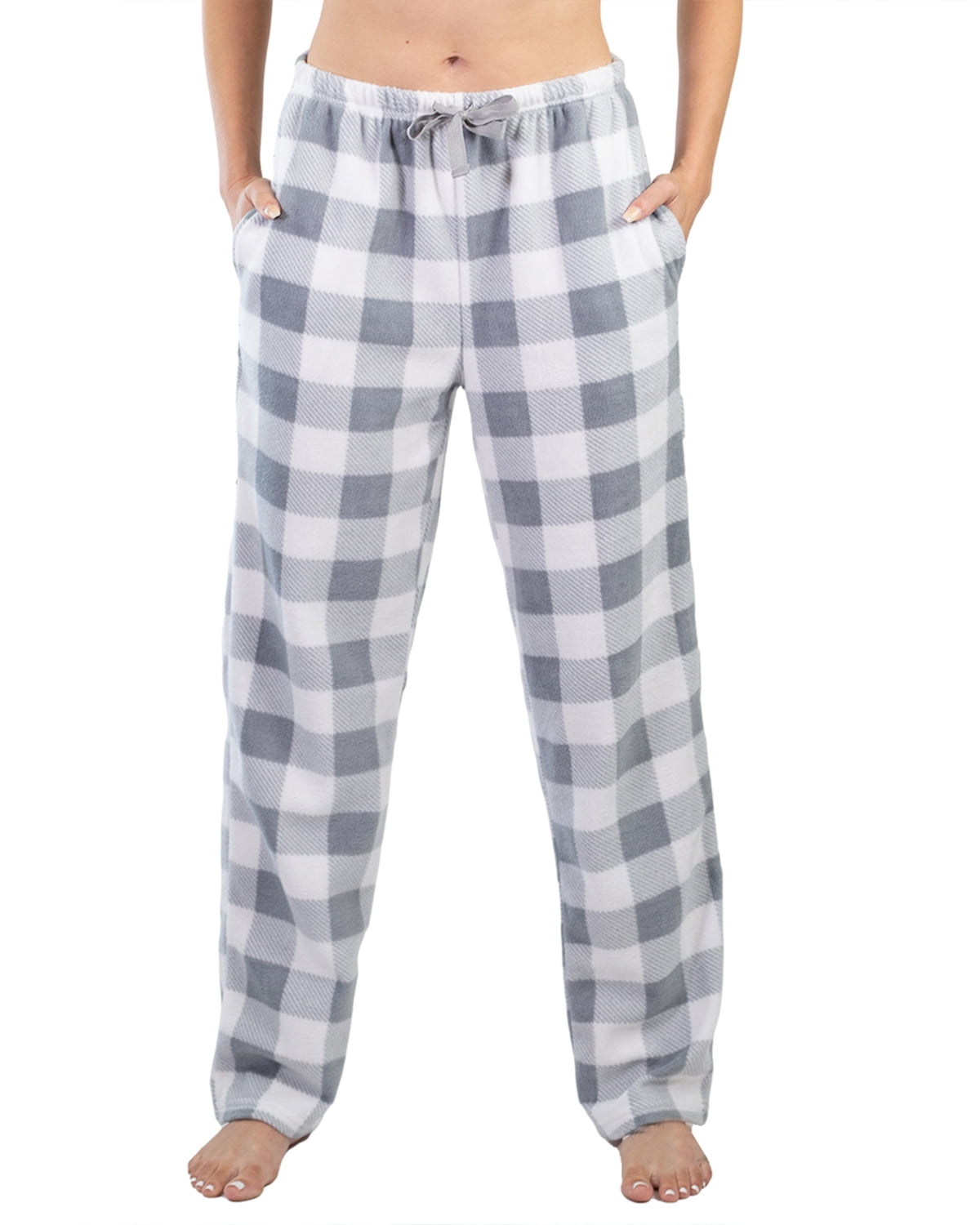 Jo & Bette Women's Fleece Pajama Pants with Pockets, Plaid Sleep