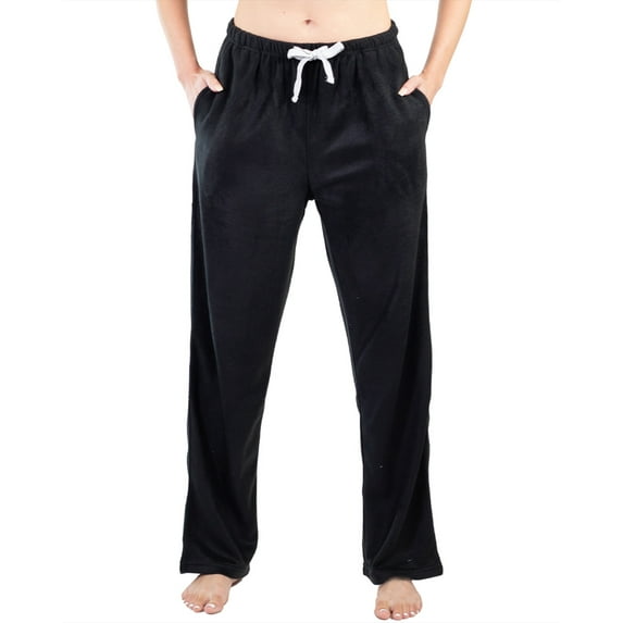 Jo & Bette Women’s Fleece Pajama Pants with Pockets, Plaid Sleep Pants