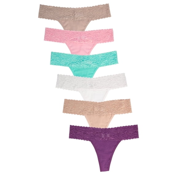 Jo & Bette Womens Lace Lingerie Panties, 6 pack Purple XL