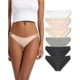thumbnail image 1 of Jo & Bette Women's String Bikini Panties, Cotton Thong Underwear, 6-pack, Off-White 46-47 Hips, 1 of 8