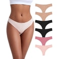 thumbnail image 1 of Jo & Bette Women's Cotton Thong Panties, 6-Pack, Pink, 1 of 8