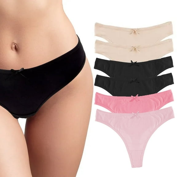 Jo & Bette Women's Breathable Cotton Thong Lingerie Panties, 6-Pack, Pink XL