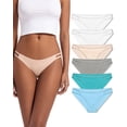 thumbnail image 1 of Jo & Bette Women's String Bikini Panties, Cotton Thong Underwear, 6-pack, White 36-37 Hips, 1 of 7