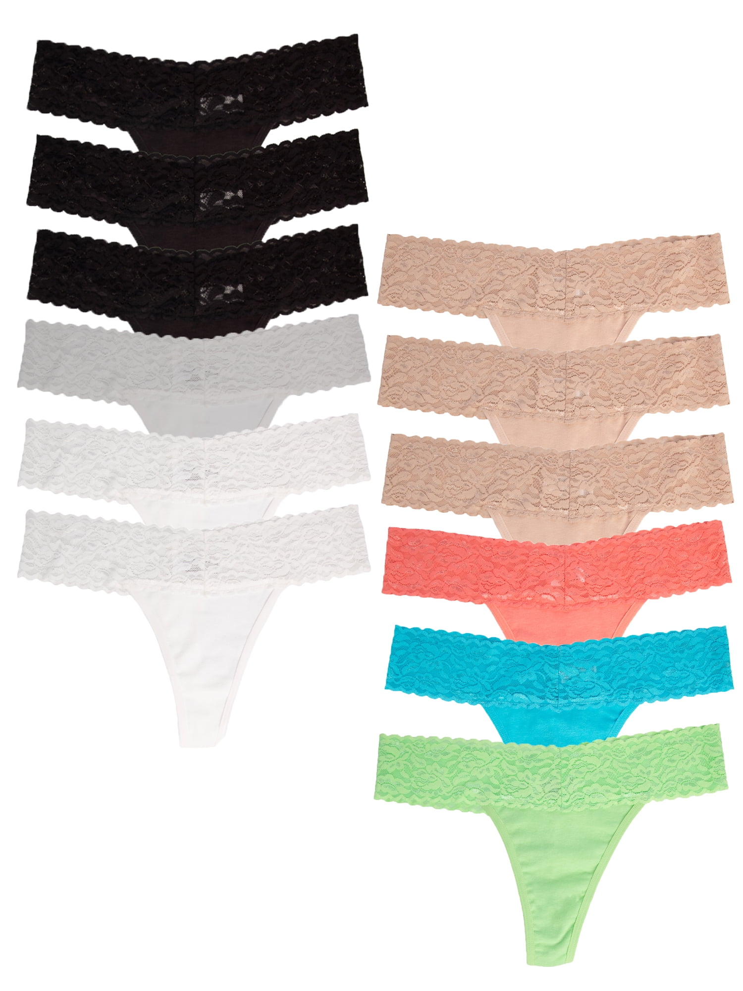  6 Pack Cotton Thong Underwear Lace Trim Soft Sexy Lingerie  Panties For Women Set