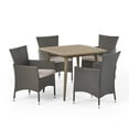 thumbnail image 1 of Jo Outdoor 5 Piece Wood and Wicker Dining Set, Gray and Gray, 1 of 11