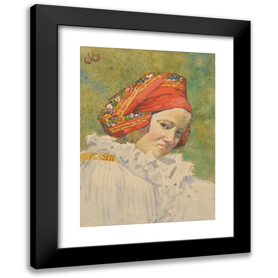 Joža Úprka 11x14 Black Modern Framed Museum Art Print Titled - Head of a Moravian Girl (1920)