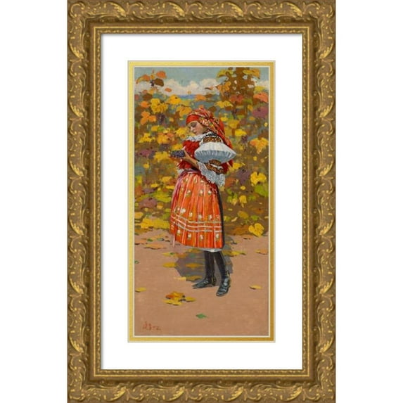 Joža Úprka 14x24 Gold Ornate Framed and Double Matted Museum Art Print Titled - Autumn (1922)