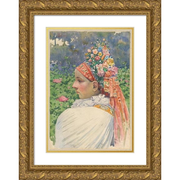 Joža Úprka 18x24 Gold Ornate Framed and Double Matted Museum Art Print Titled - Bride (1909)