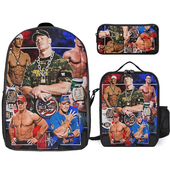 Jo-hn W-W-ES Ce-na 3 Pcs Backpack Set With Lunch Bag And Pencil Case Casual Bookbag Lunch Box Pencil Box