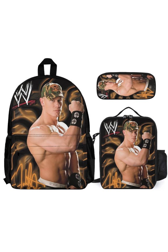Jo-hn W-W-ES Ce-na 3 Pcs Backpack Set With Lunch Bag And Pencil Case Casual Bookbag Lunch Box Pencil Box