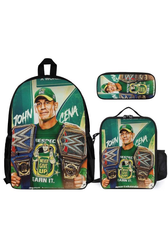 Jo-hn W-W-ES Ce-na 3 Pcs Backpack Set With Lunch Bag And Pencil Case Casual Bookbag Lunch Box Pencil Box