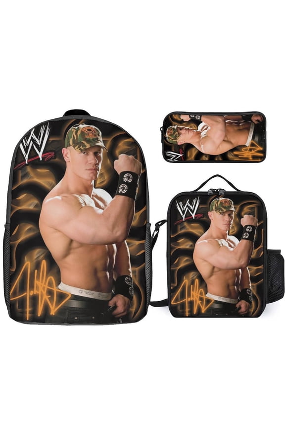 Jo-hn W-W-ES Ce-na 3 Pcs Backpack Set With Lunch Bag And Pencil Case Casual Bookbag Lunch Box Pencil Box