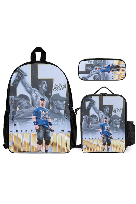 Jo-hn W-W-ES Ce-na 3 Pcs Backpack Set With Lunch Bag And Pencil Case Casual Bookbag Lunch Box Pencil Box