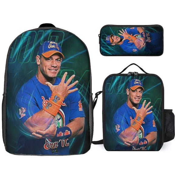 Jo-hn W-W-ES Ce-na 3 Pcs Backpack Set With Lunch Bag And Pencil Case Casual Bookbag Lunch Box Pencil Box