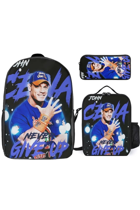 Jo-hn W-W-ES Ce-na 3 Pcs Backpack Set With Lunch Bag And Pencil Case Casual Bookbag Lunch Box Pencil Box