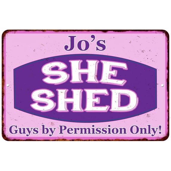 Jo's Purple & Pink SHE SHED Vintage Sign 8x12 Woman Wall Decor 108120040004