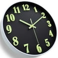 thumbnail image 1 of JoFomp Glow in The Dark Wall Clock - Super Bright Luminous 3D Numerals and Hands - Wall Clocks Battery Operated - Modern Silent Non-Ticking Night Light Wall Clock for Living Room, Bedroom (Black), 1 of 7