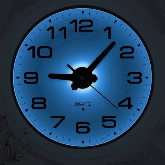 JoFomp Lighted Wall Clocks Battery Operated, 8 Inch Small Wall Clock for Bedroom Night Glow, Night Light Wall Clock Silent, Glow in Dark Wall Clocks for Living Room Decor, Light Sensor - Auto Lightin
