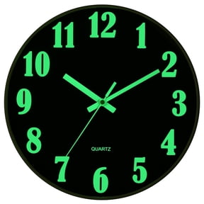 JoFomp Modern Night Light 12" Quartz Wall Clock with Silent Sweep Movement for Bedroom, Kitchen