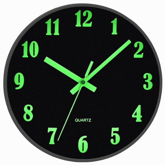 JoFomp Modern Night Light 8" Quartz Wall Clock with Silent Sweep Movement for Bedroom, Kitchen