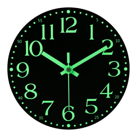 JoFomp Wooden Glow in The Dark Clock, 8 inch Silent Non-Ticking Battery Operated Clock, Energy-Absorbing Luminous Numerals and Hands, Lighted Wall Clock Decoration for Bedroom Living Room