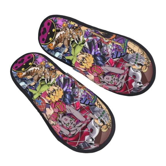 JoJo Bizarre Adventure Slippers for Women Men Cotton Home Slippers Soft Fleece for Indoor Outdoor
