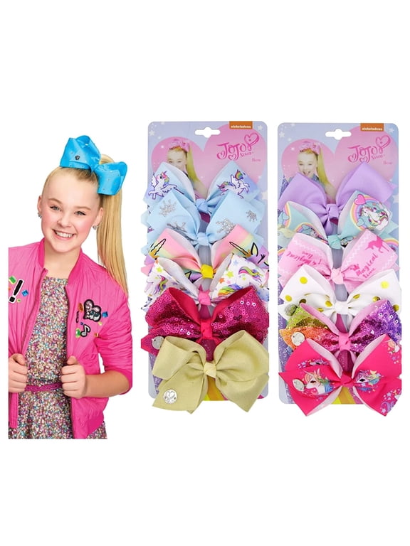 12pcs Hair Bows for Girls ( 2 Set) - 5 Inches Alligator Clips (1)