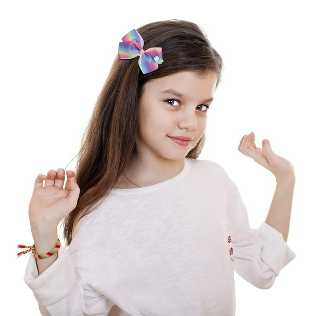 JoJo Siwa 12pcs Hair Bows for Girls (2 Set) - 5 Inches Alligator clips