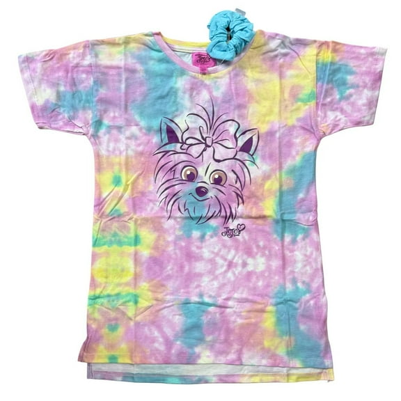 JoJo Siwa Big Girl's Tie-Dye w/BowBow T-Shirt with Scrunchie Small(7/8)