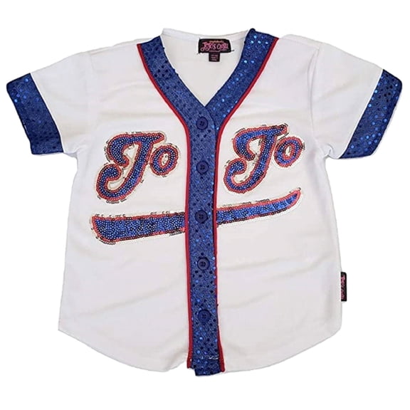 JoJo Siwa Big Girl's White Baseball Jersey Top - L (10/12)