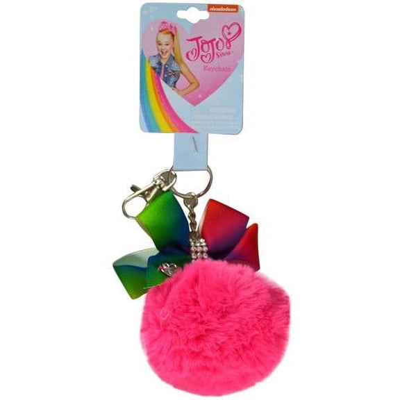 JoJo Siwa Bow with Faux Fur Ball Bag Keychain