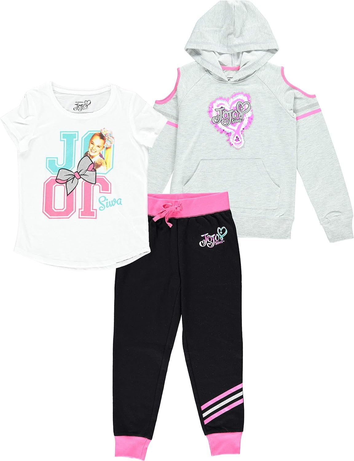 JoJo Siwa Clothing Set, Embroidered Crewneck Sweater and Jogger, 2