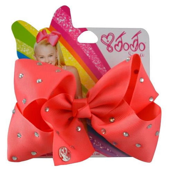 JoJo Siwa Coral All Over Rhinestone Bow 6.5"x 5"