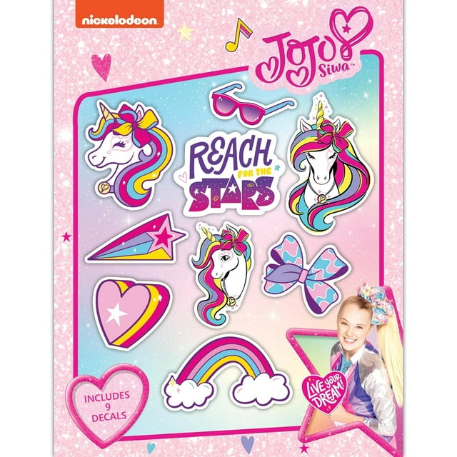 JoJo Siwa Decals Set of 9 Unicorn, Rainbow, Heart, Bow Vinyl Stickers