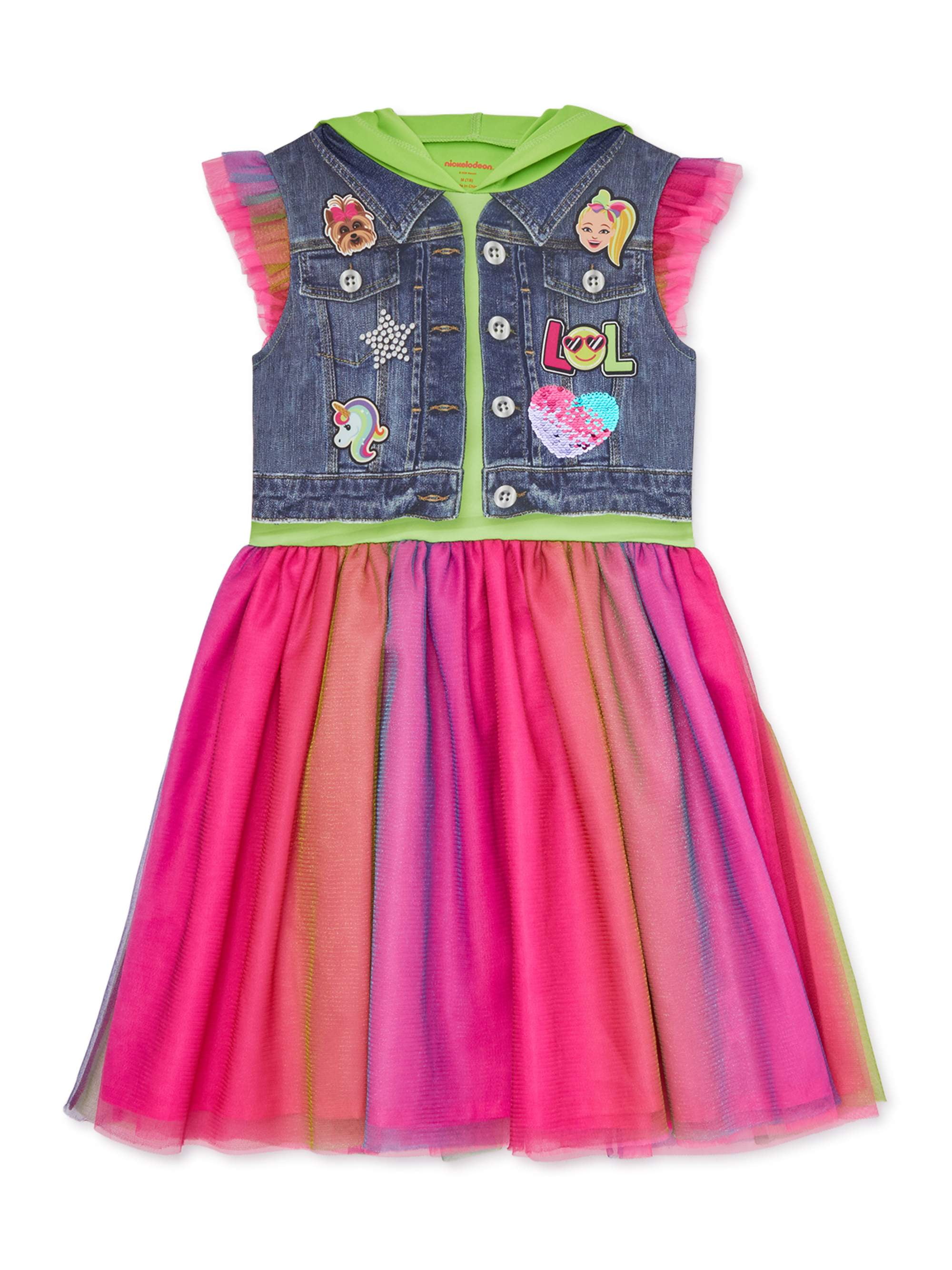 JoJo Siwa Exclusive Girls Cosplay Dress with Bow on Hood, Sizes 4-16