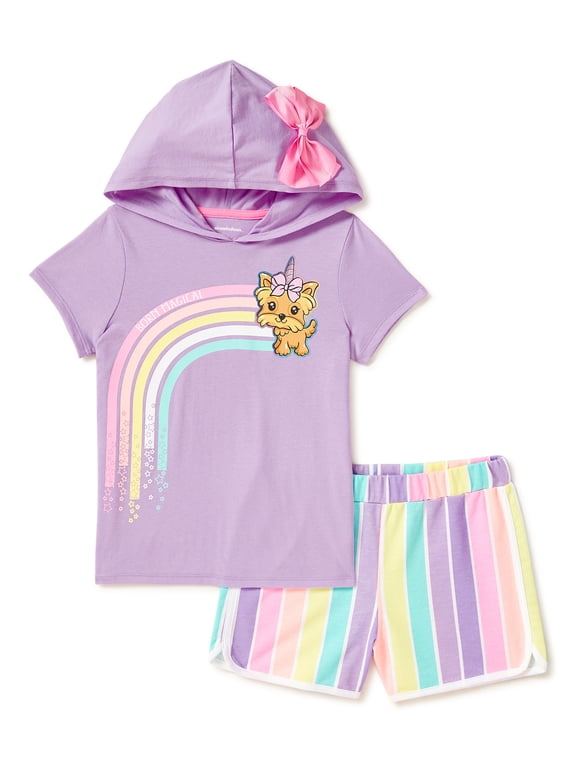 Exclusive Girls Cosplay Hood and Shorts, 2-Piece Outfit Set, Sizes 4-10
