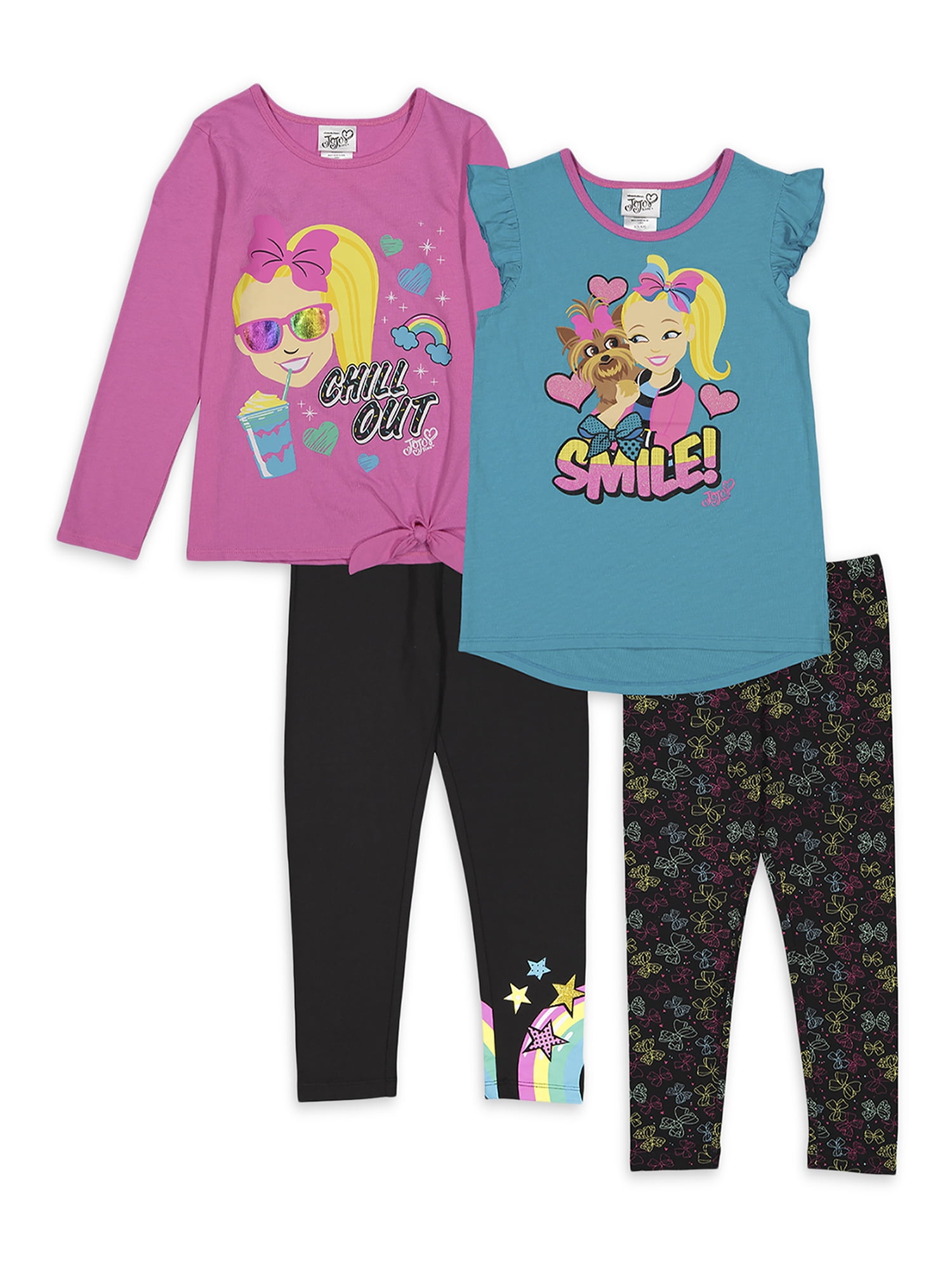 JoJo Siwa Fashion Graphic Tees and Leggings Mix And Match, 4-Piece