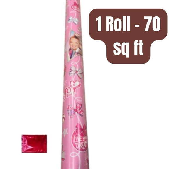 JoJo Siwa Gift Wrap Roll, 70 sq ft  1 Roll | Colorful Birthday & Holiday Wrapping Paper for Kids + BONUS LaPrima Morceau Bonbon