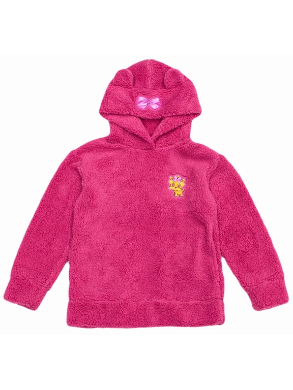 Girls' Bear Ears Shape Fleece Warm Plush Hoodies Clothes Light Jacket Sweatshirt Youth and Adult Outwear (Adult Medium, Pink)