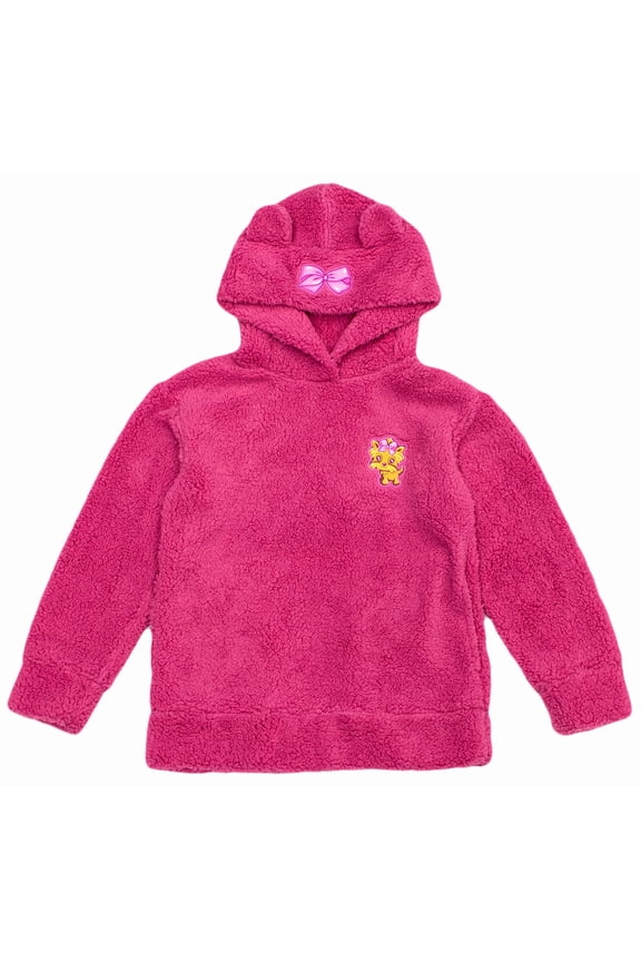 Girls' Bear Ears Shape Fleece Warm Plush Hoodies Clothes Light Jacket Sweatshirt Youth and Adult Outwear (Adult Small, Pink)