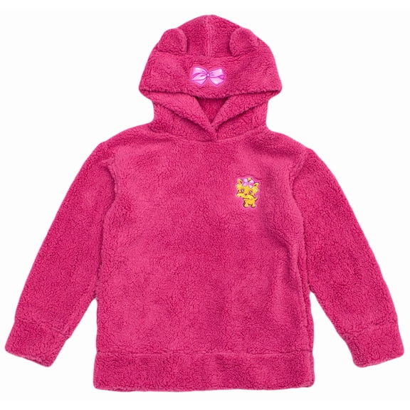 JoJo Siwa Girls' Bear Ears Shape Fleece Warm Plush Hoodies Clothes Light Jacket Sweatshirt Youth and Adult Outwear (Youth Medium, Pink)