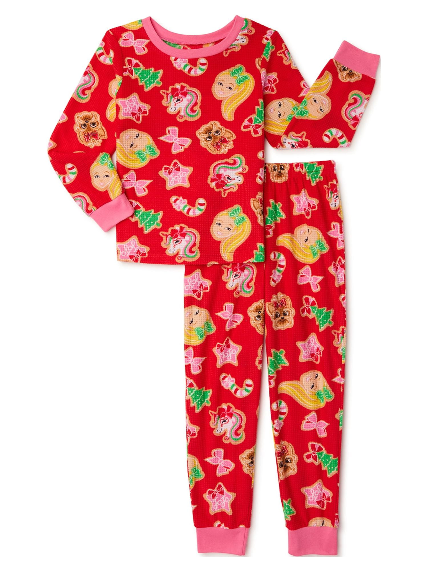 JoJo Siwa Girls' Exclusive Long Sleeve Christmas Pajamas, 2 Piece Set,  Sizes 4-12