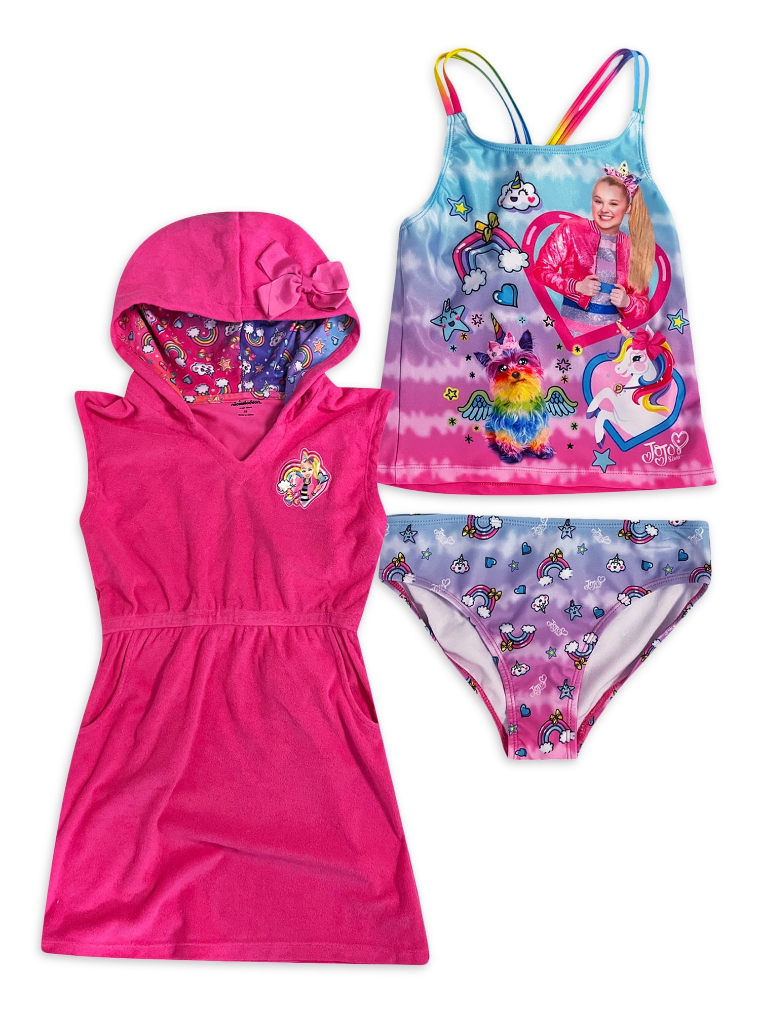 JoJo Siwa Girls Exclusive Tankini Two Piece Swimsuit Cover Up Set 4 12