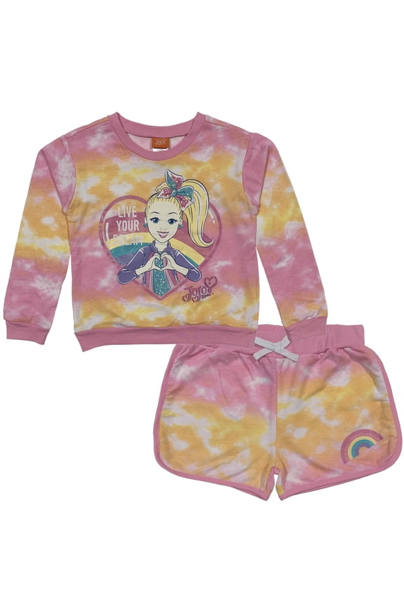 Girls' French Terry Pullover Top and Shorts Set, Sizes 7-12