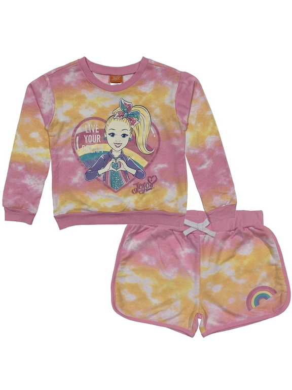 Girls' French Terry Pullover Top and Shorts Set, Sizes 7-12