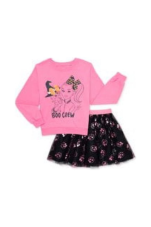 Girls Halloween Crewneck Pullover and Tutu Skirt Set, 2 Piece, Sizes 4-12