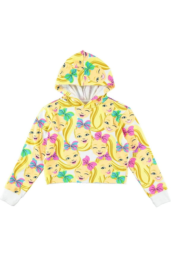 Girls Hoodie- All Over Print Cropped Skimmer Hoodie Sizes 4-20 White