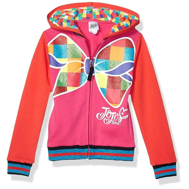 JoJo Siwa Girls Little Big Bow Zip Up Athletic Hoodie