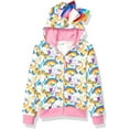 thumbnail image 1 of JoJo Siwa Girls' Little Unicorns & Rainbows All Over Print Zip Up Hoodie with Bow, 1 of 5